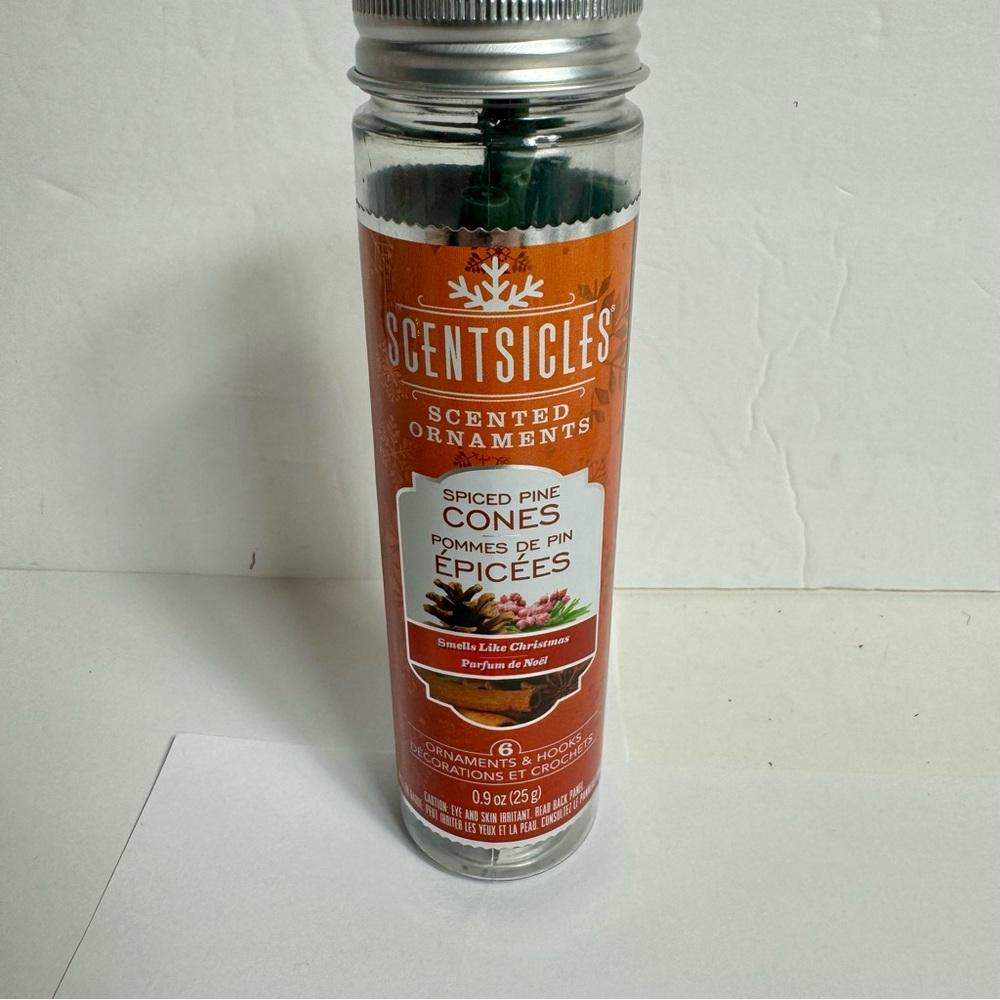 SCENTSICLES. SCENTED ORNAMENTS. SPICED PINE CONES. Smells Like Christmas.